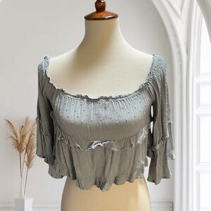 Love Tree‎ Babydoll Ruffle Crop Blouse